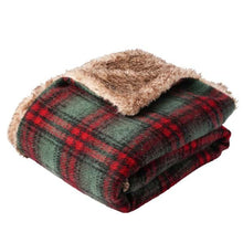 Carica l&#39;immagine nel visualizzatore di Gallery, Plaid  Tartan Montana con pelliccia 690 gsm 140×170 cm Verde
