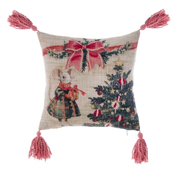 CUSCINO STAMPATO E RICAMATO CON NAPPE