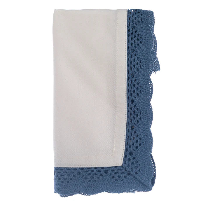 6 TOVAGLIOLI BORDO IN PIZZO BLU