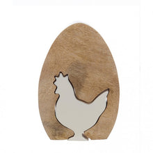 Carica l'immagine nel visualizzatore di Gallery, Uovo in legno con gallina "Pasqua in festa" 10x2xH16 cm
